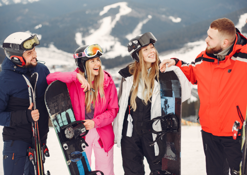 amis aux sports d'hiver